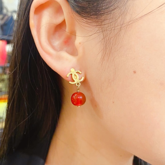 Chanel Double C logo Vintage Earrings - Picture 1 of 6